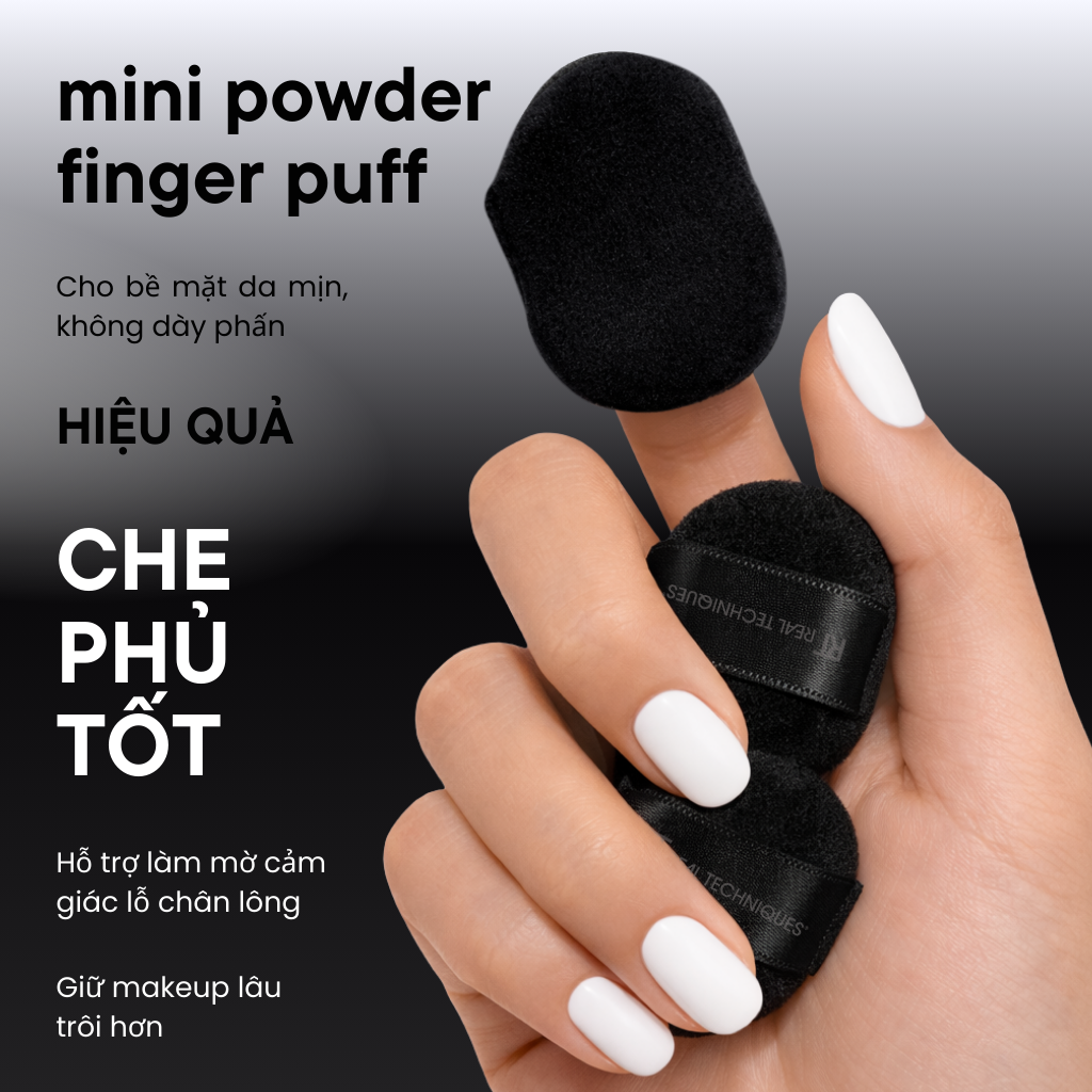 Mút đen nhỏ phủ phấn/má hồng màu đen RT Real Techniques Mini Powder Finger Puff RTMU04